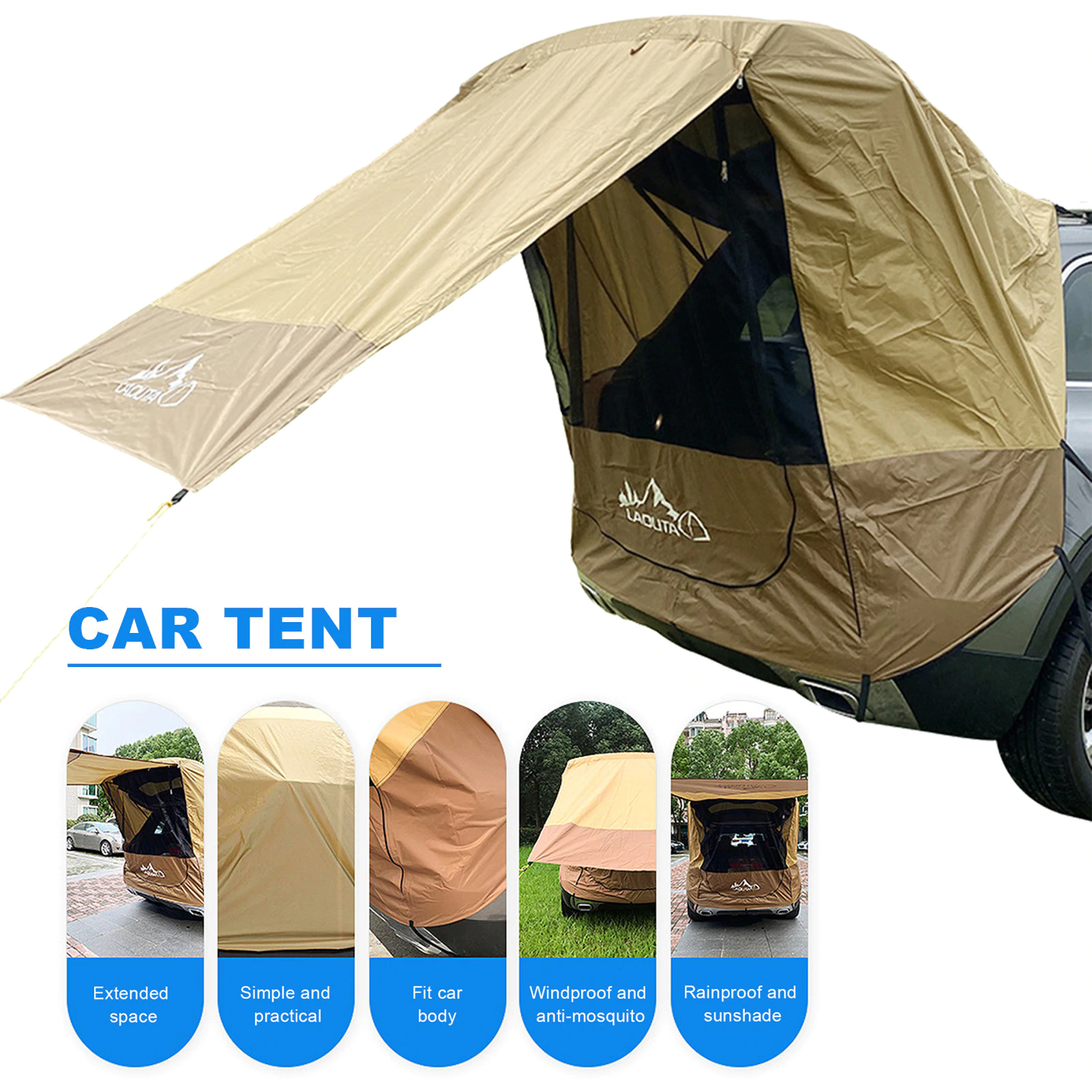 Car Tail Extension Bed Sunshade Rainproof Rear Tent Simple Motorhome For Self Driving Tour